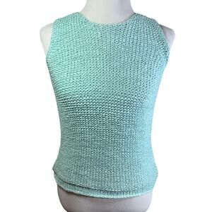 Sigrid Olsen Sport Womens Small Scoop Neck Sleeveless Knit Tank Top aqua Blue